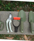 Two Pack Plastic D Shaped Spade Handle Replacement For Shovels Easy Install Ergonomic Garden Tool Handle on a wooden bench