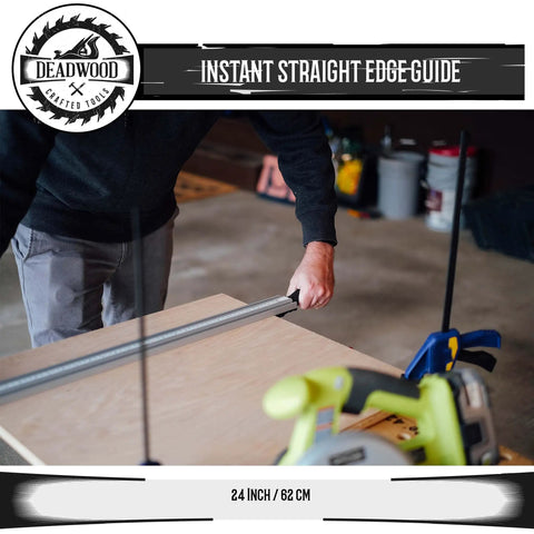 Dead On Aluminum Straight Edge Guide For Table Saw And Router Jig With Heavy Duty Grip Clamp And 24 Inch Fence in use on wood.