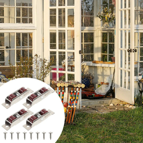 Four Piece Double Flat Wheel Sliding Window Rollers And Wardrobe Slider Pulleys Crafted From Premium Stainless Steel for smooth sliding.