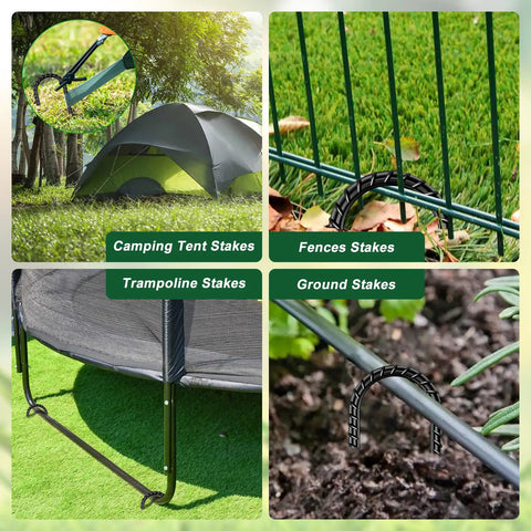 Heavy Duty 12 Inch Rebar Stakes 16 Pack J Hook Galvanized Ground Stakes for tent, fence, trampoline, and garden use