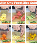 Hendiy crinkle cutter with stainless steel blades and black handle for waffle-cut fries.