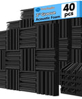 Straight Fire Professional Badass Acoustic Foam Panels Pack Of Forty Heavy Duty Broadband Sound Absorbing Treatments High Density Polyurethane Wall Ceiling Upgrade in 2-inch grooves, 40 pack.