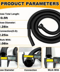 1 1/4 Inch Dust Collection Hose, 10 Foot Extension For Home And Shop Vac Systems, Replacement Vacuum Hose With 2-1/4 Inch Adapter.