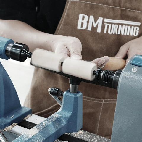 Person using Pen Mandrel Bundle For Woodturning Lathe With Mandrel Saver, 2MT Taper, No Fuss Pen Making Kit for smooth crafting