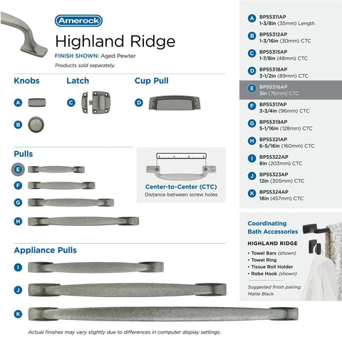 Highland Ridge satin nickel appliance pull with various center-to-center sizes, including Eight Inch Center To Center Appliance Pull Satin Nickel Highland Ridge Drawer Pull Cabinet Hardware For Kitchen Do It Yourself Upgrade 1 Pack Built To Last Durable Metal Construction Easy Mounting And Smooth Glide For Everyday Use.