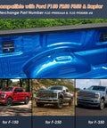 Heavy Duty Truck Bed Tie Down Anchors With Boxlink Cleats And Mounting Plates view of blue truck bed interior with installed cleats.