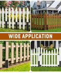 Image showing various fences supported by 10 Pack Fence Post Repair Stakes, 14 Gauge Heavy Duty Steel Fence Post Support Kit