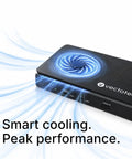 Top Shelf 12-In-1 Thunderbolt 5 Docking Station Featuring Integrated M.2 NVMe Bay Yields Dual 6K Outputs On Mac And Pushes Sick Triple 4K 144Hz Video For Creator Workstations Fr While Delivering A Rocksteady 140W PD Charge Cleanly with cooling fan.