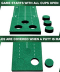 Indoor Golf Putting Green Game Set With Metal Putter And Balls, 8.5 Ft Velvet Track Three Hole Putt Mat in two setup modes