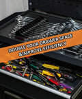 52 Piece Modular Wrench Organizer Set For Tool Drawers With Metric And SAE Labels Black Finish Wrench Rack
