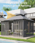 12 By 10 Foot Gazebo With Double Roof And Mosquito Netting For Outdoor Parties Heavy Duty Backyard Patio Tent With Zipper Screens Includes Wind Ropes And Expansion Bolts Gray installed by poolside