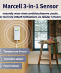 Cellular Temperature Humidity And Power Monitor For Homes And Remote Sites With 24 Seven Monitoring And Instant Alerts Made In USA Verizon Compatible For RVs Pet Safety Monitoring Second Homes And Greenhouses wall-mounted in cabin