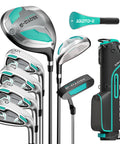Women Left-Handed 9-Piece Golf Club Set With Stand Bag And Rain Hood Includes Driver Hybrid Irons 5 Through PW And Putter