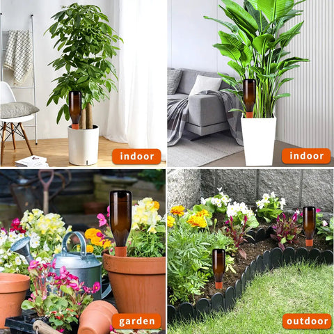 Terracotta Self Watering Stakes Pack Of 15 For Indoor And Outdoor Plants Automatic Waterer installed in various settings