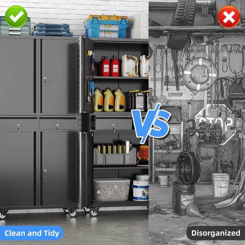 Heavy Duty Metal Garage Cabinet With Dual Drawers And Precision Glide Locking Casters Hella Rugged Rolling Tool Chest organized storage example.