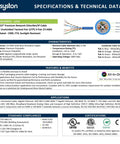 Specifications and technical data sheet for Cat6e Ethernet Cable For Indoor Outdoor Use From 50 Ft To 1000 Ft Range 600MHz 23AWG Solid Bare Copper Wire Heat Resistant Riser Rated CMR Network Cable Built For High Speed And Safe Home Or Office Installations