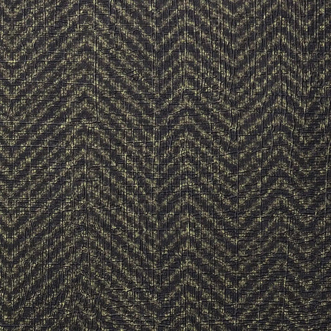 Close-up of Geometric Grasscloth Black And Gold Peel And Stick Wallpaper Dope Self Adhesive Vinyl texture with herringbone pattern.