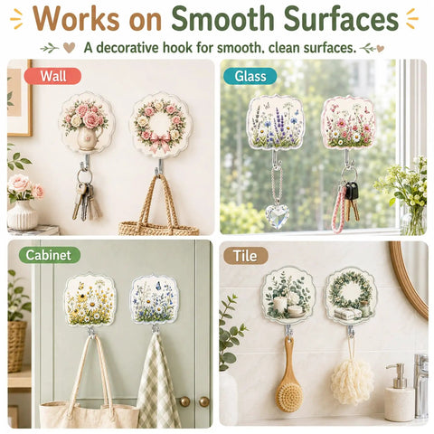 Top Shelf Apple Farmhouse Acrylic Wall Hooks With Hella Strong Adhesive Backing in four cute designs for smooth surfaces.