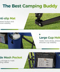Oversized Folding Camping Chair With High Back Support Heavy Duty Lawn Chair With cup holder, side pocket, and anti-slip mat
