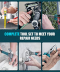 206-Piece Cordless Drill And Tool Kit With LED Light used in various repair tasks