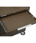 Close-up of open drawer on 8-Drawer Industrial Tool Storage Roller Cabinet With Chest And Wheels, 27 Inch, Tan Brown Wrinkle Finish