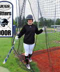 Baseball And Softball Batting Cage Net For Backyard Setup, 60 Twisted Knotted Black Polyethylene With Hitters Door Pro Grade Build