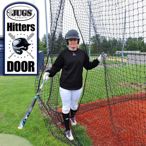 Baseball And Softball Batting Cage Net For Backyard Setup, 60 Twisted Knotted Black Polyethylene With Hitters Door Pro Grade Build