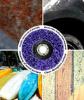 4 Inch Paint Stripping Discs 12 Pack, Purple Angle Grinder Wheels For No Sweat Paint Rust And Glue Removal on various surfaces.
