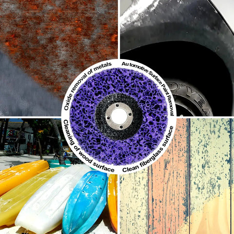 4 Inch Paint Stripping Discs 12 Pack, Purple Angle Grinder Wheels For No Sweat Paint Rust And Glue Removal on various surfaces.