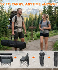Hikers carrying Double Camping Chair With Adjustable Canopy Shade Heavy Duty Two Person Folding Loveseat in a bag
