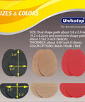 Image showing Six Pairs (Twelve Pieces) Non Slip Shoe Sole Pads With Self Adhesive Rubber Grips in black, khaki, and red colors.