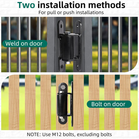 Beefy Heavy Duty Gate Hinge 7 Inch Black Outdoor Bolt On Fence Hinge for Heavy Gates 1000 Lbs Load Capacity Galvanized Inner Core Painted Outer Finish Weatherproof Outdoor Hardware Easy Install, weld-on and bolt-on
