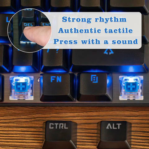 Close-up of Blue 3 Pin Clicky Tactile Mechanical Keyboard Switches 50 Pcs DIY Replacement Kit with puller and cleaning brush