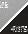 Comparison of heavy duty tool box liner and drawer liner with grippy non slip foam for scratch protection with less secure brand.