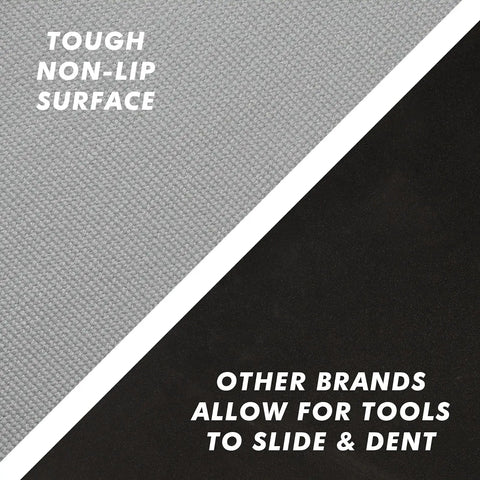 Comparison of heavy duty tool box liner and drawer liner with grippy non slip foam for scratch protection with less secure brand.
