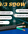 Heavy Duty Nine Foot 10 Awg Soow Power Cable With Safety Listing For Ev Chargers Motor Leads And Jobsite Gear built super solid to handle mud water and daily grind, showing flexible copper strands.