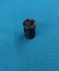 Rock Solid Replacement Wood Lathe Spur Center Threaded Mount Zero Sweat Setup On Classic Workshop Lathes showing black metal design, top view.