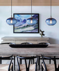 Pendant Lights Kitchen Island Hand Blown Glass UFO Ceiling Light Fixture With Seeded Bubbles above dining table