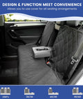 Back Seat Protector For Compact Cars And Small SUVs, 900D Oxford Waterproof, Non Slip, Tailored Rear Split Bench Seat Cover fitted on car bench.