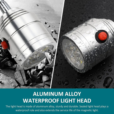 Heavy Duty Magnetic LED Work Light With A Flexible Gooseneck And Ironclad Magnet Base for waterproof light head on rugged surface.