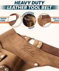 Full-Grain Leather Garden Utility Belt For Women, Florist Tool Holster And Gardening Apron With Hammer Holder in focus