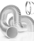 8 Inch Flexible Aluminum Ducting For HVAC Ventilation 25 Ft Air Duct Hose With Two Clamps Multi Layer Dryer Duct displayed