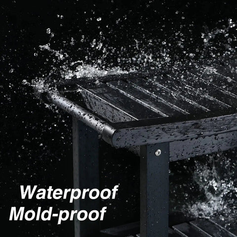 22.8 Inch Shower Bench With Handles, Waterproof HIPS Stool With Storage Shelf, showing water-resistant surface and mold-proof feature