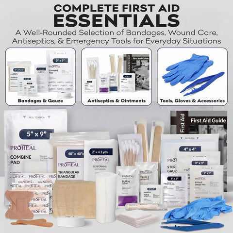 OSHA Compliant First Aid Kit For 10 Person Type III ANSI Class A 111 Piece Emergency Kit shown with antiseptics and tools