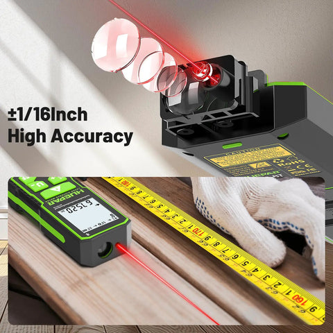 330 Ft Bluetooth Laser Distance Meter With App, Pro Grade One Sixteenth Inch Accuracy, Rechargeable, Angle Sensor, Multiple Modes, IP54, For Home And Construction Projects, The Ultimate DIY Boss Dad Gift used on wood and wall