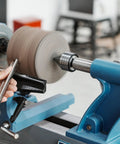 Heavy Duty MT2 Live Tailstock Center For Wood Lathe With 60 Degree Ball Bearing Tip Bad Boy Woodworking Accessory in use on a lathe.