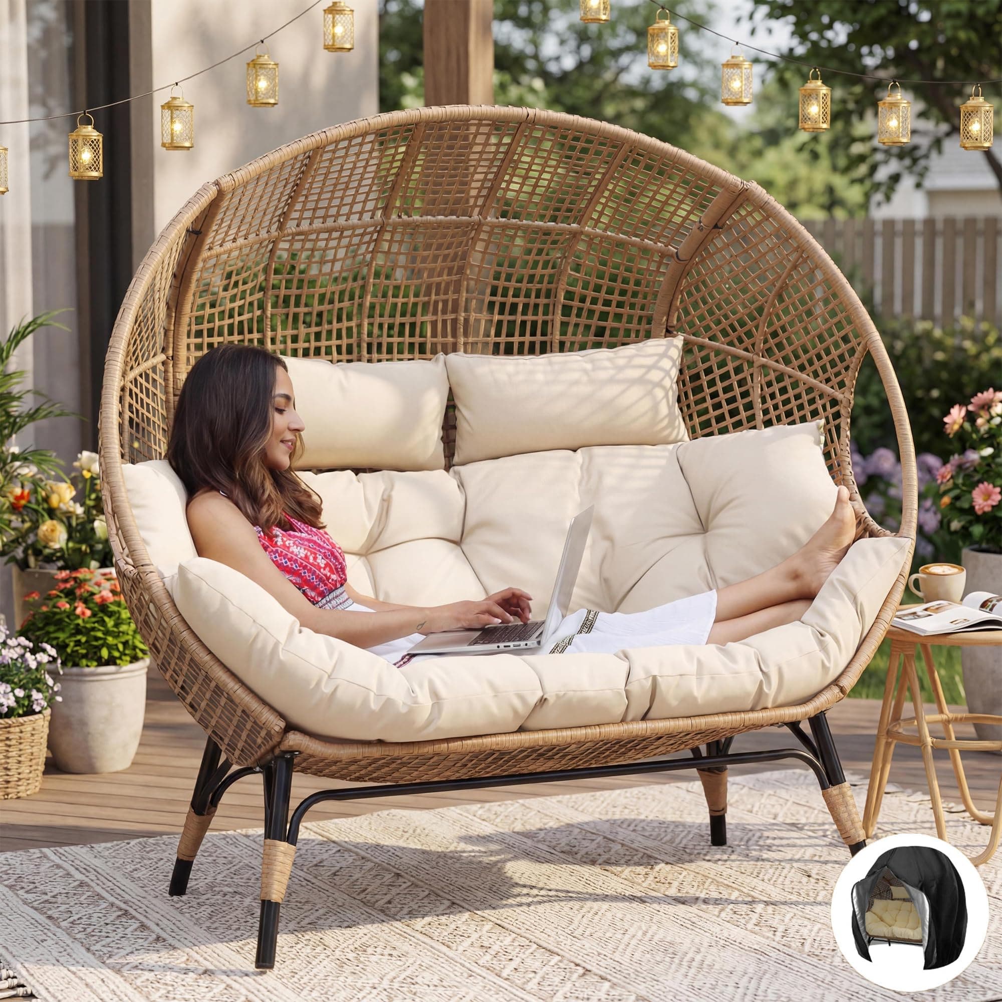 Oversized Double Egg Chair For Indoor/Outdoor ✓
