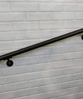 Sturdy Aluminum Handrail Kit For Indoor And Outdoor Stairs 3 Feet, Wall Mounted With Mounts, Black Sand Finish on brick wall
