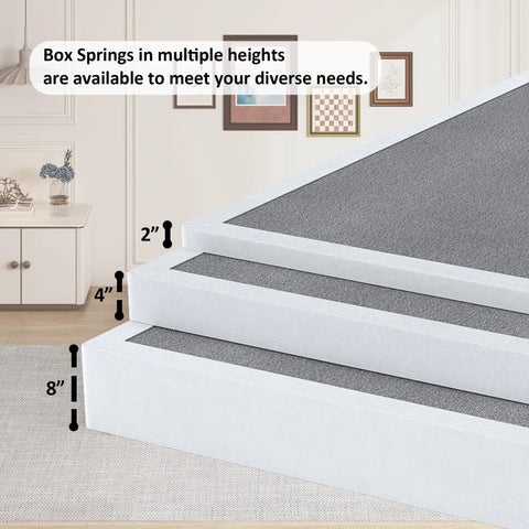 King Size 2 Inch Low Profile Box Spring Heavy Duty Bunkie Board Mattress Foundation With Fabric Cover 2 inch height comparison
