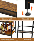 Roomy 5 Tier Trapezoid Liquor Cabinet For Home Bar Space Beefy Freestanding Wine Rack with diamond grid and adjustable feet.
